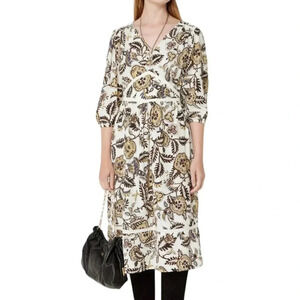 Ba&Sh Vienne Printed Crepe Midi Dress Flower Leaf Print Cream Size 8 NWT